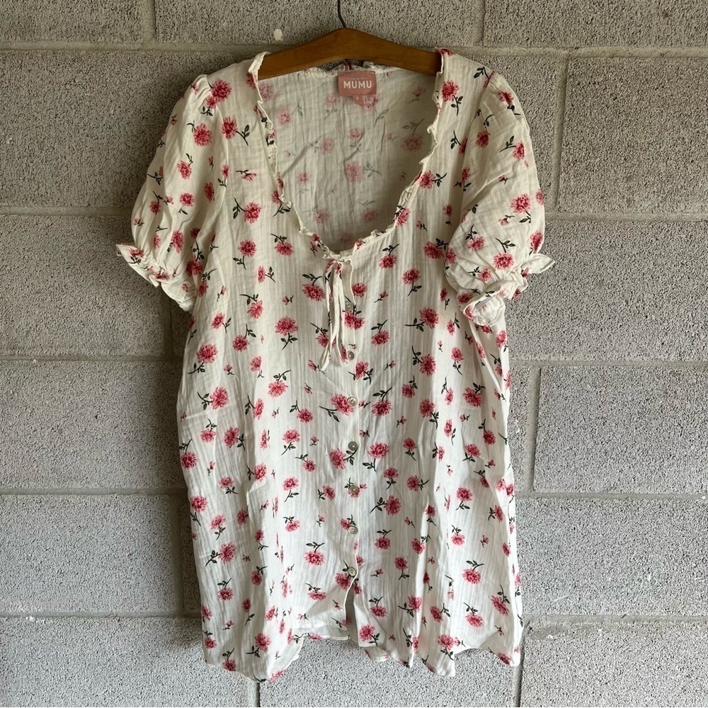 Show Me Your Mumu White Floral Button-down Dress